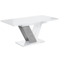 ESSTISCH ausziehbar 120 -160x80x75 cm - White Gloss / Stone - CLASI - Weiß Hochglanz/Grau, Holzwerkstoff (120/80/75cm) - ALTDECOR