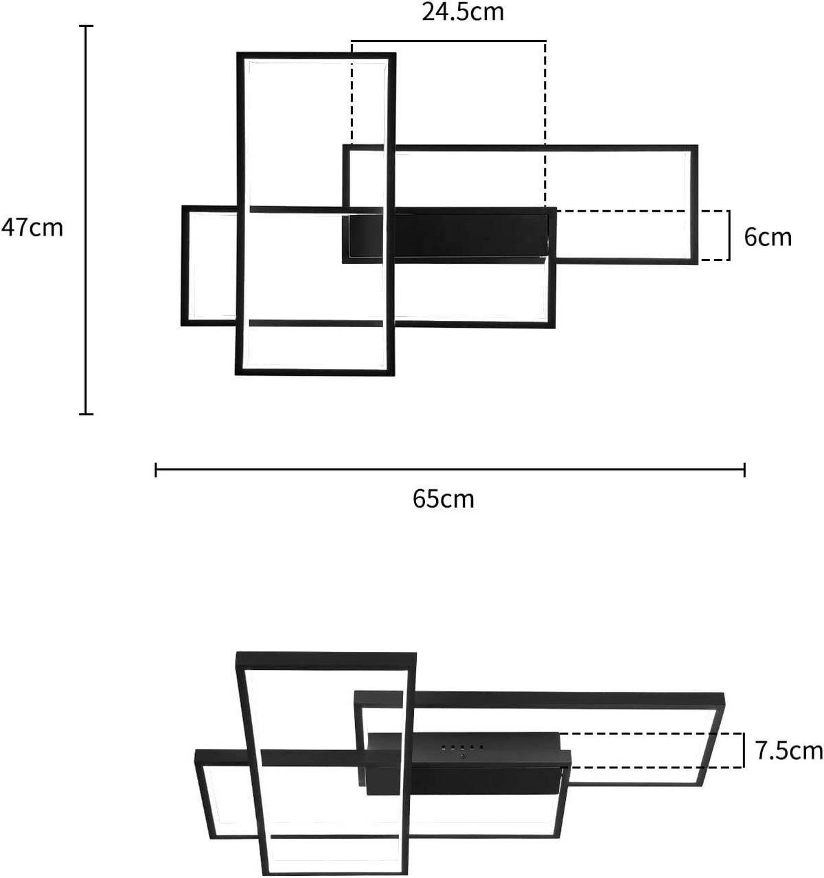 LED-DECKENLEUCHTE Zeno 65/47/7.5 cm - Schwarz, Metall (65/47/7.5cm) - Nettlife