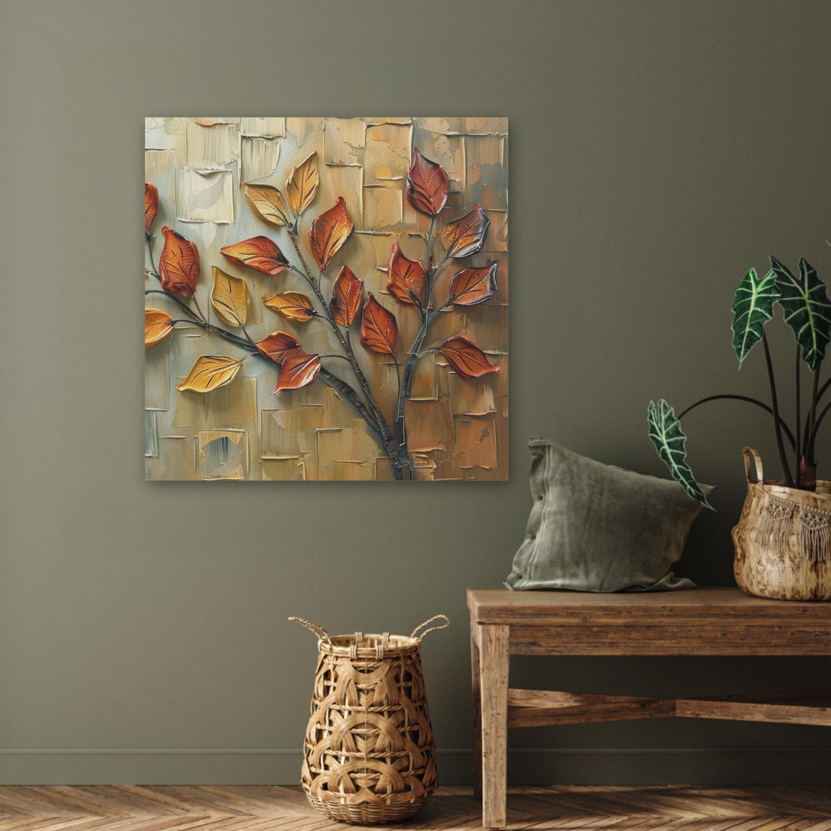 AKUSTIKBILD Baum - Abstrakt - Natur - Kunst Akustikpaneele 80x80 cm - Goldfarben, Kunststoff (80/80/0.9cm) - MuchoWow