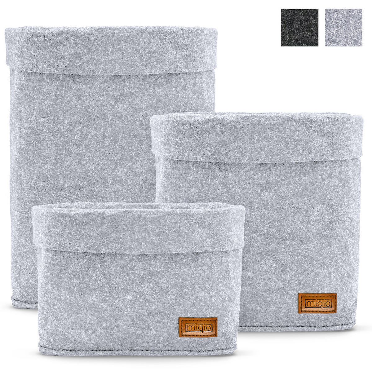 AUFBEWAHRUNGSKÖRBE 3er-Set - Hellgrau, Textil (18/30/18cm) - Miqio Design