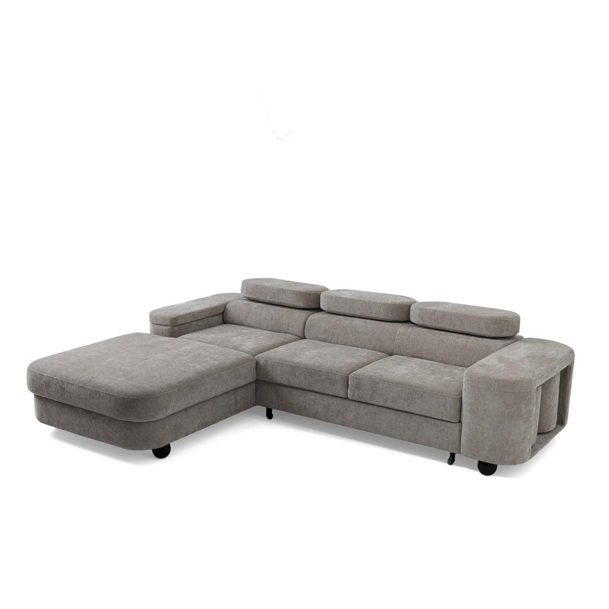 ECKSOFA LOVE L Links mit Schlaffunktion 124x210 Chenille Grau - Schwarz/Grau, Holz/Textil (284/205cm) - Muffo
