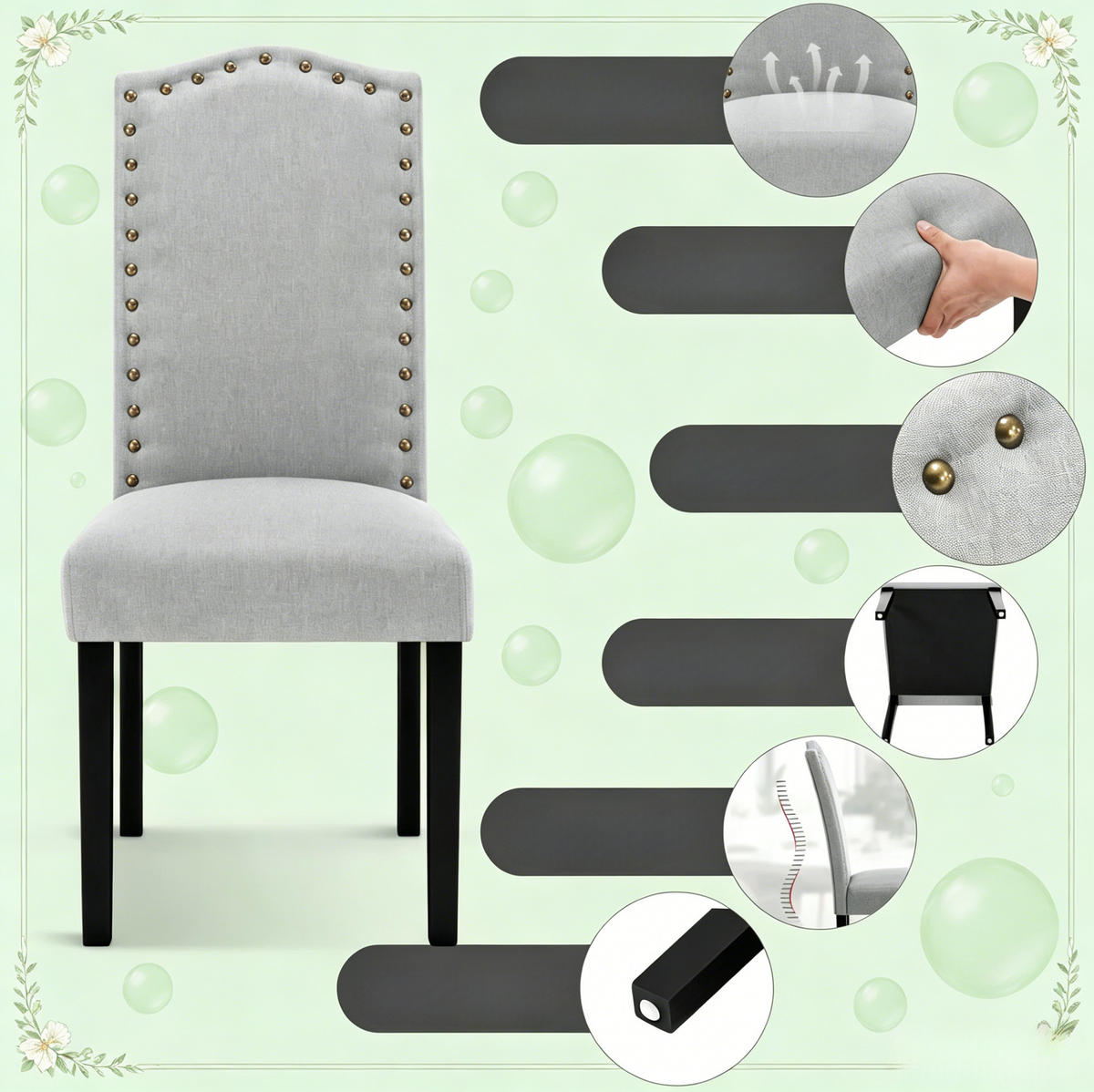 ESSSTUHL 2er-Set mit hoher Rückenlehne 43 x 102 x 48,5 cm Light Grey - Hellgrau, Holz (43/102/48.5cm) - Meubliv