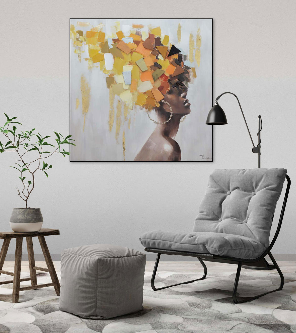 ÖLGEMÄLDE 80/80 cm - Braun/Grau, Holz/Textil (2/80cm) - KUNSTLOFT