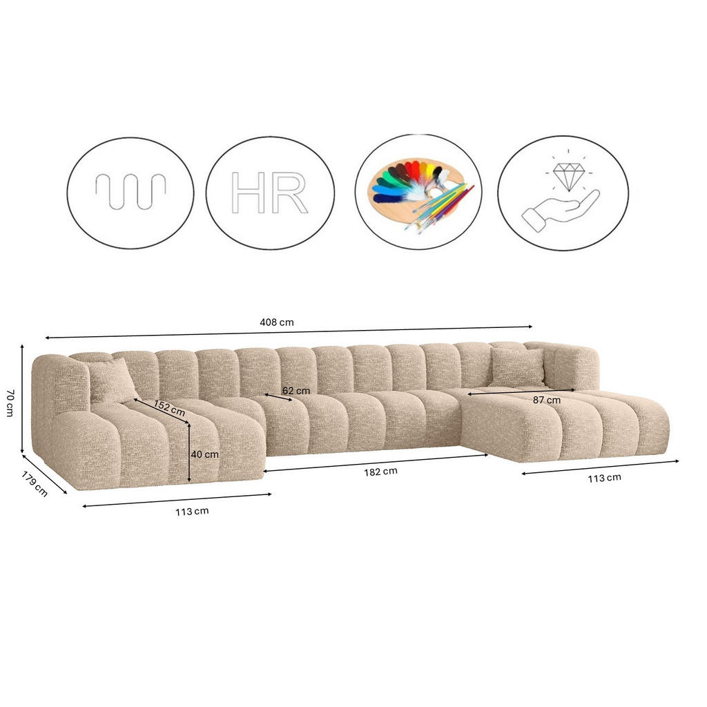 Thumbnail - Kaiser Möbel Ecksofa, Ecru, Holz, 408x179 cm, Wohnzimmer, Sofas & Couches, Wohnlandschaften, Ecksofas