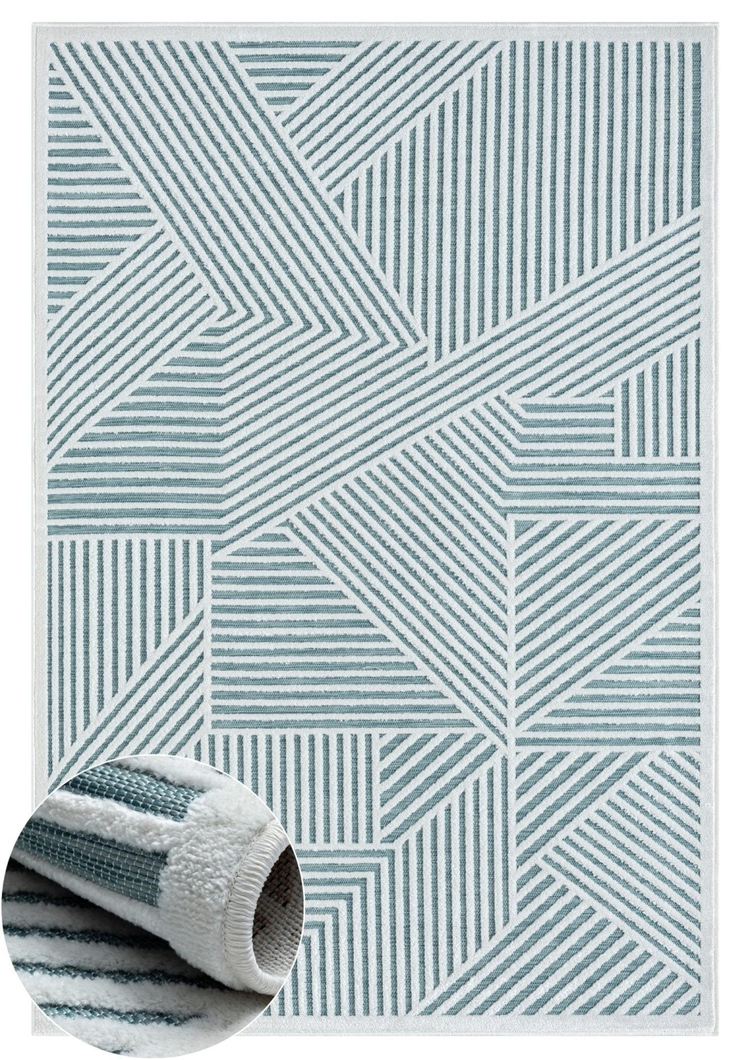 OUTDOORTEPPICH Audrey II Petrol,Creme,Mintgrün 100/160 cm - Petrol, Textil (100/160cm) - My-Rug