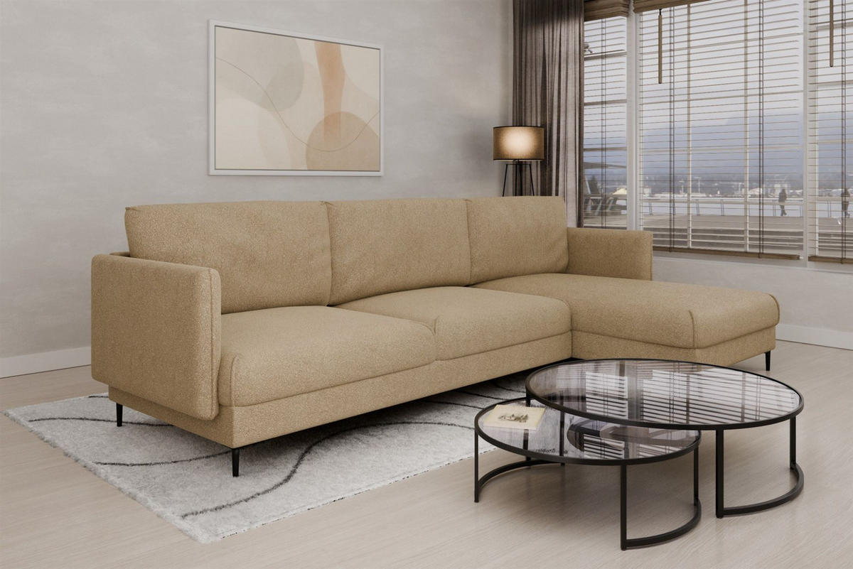 ECKSOFA Helmer In Stoff Baloo - Beige, Holzwerkstoff/Textil (293/164cm) - Fun Möbel