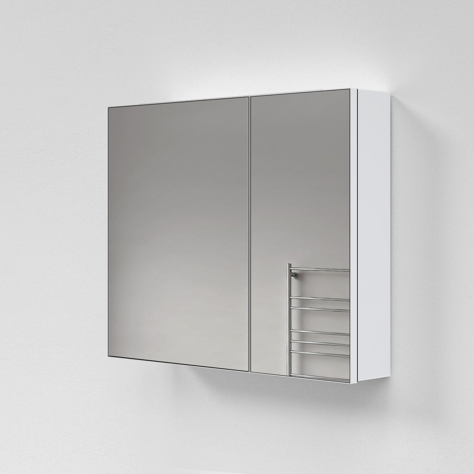 SPIEGELSCHRANK mit Ablagefächern und Rückwand-Stauraum mattweiß 65/80/14,5 cm - Weiß, Glas (80/65/15cm) - EMKE