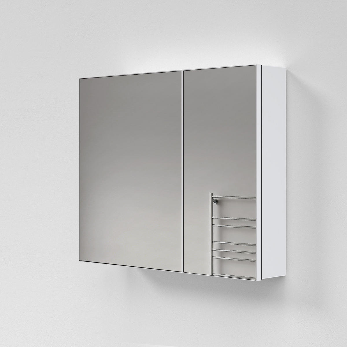 SPIEGELSCHRANK mit Ablagefächern und Rückwand-Stauraum mattweiß 65/80/14,5 cm - Weiß, Glas (80/65/15cm) - EMKE