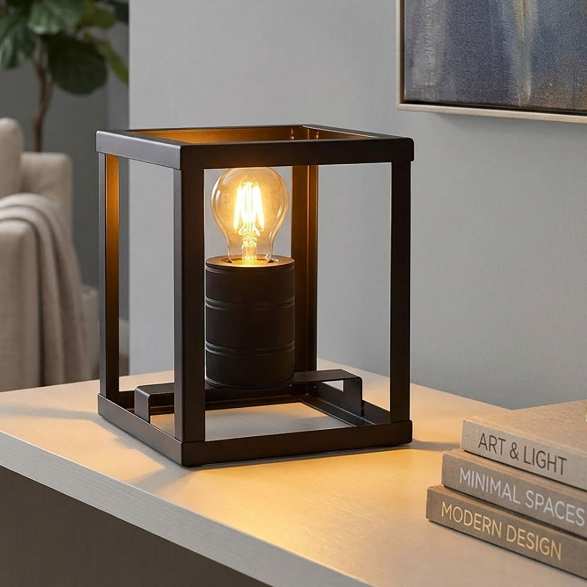 LED TISCHLEUCHTE Metallrahmen Schwarz - Schwarz, Metall (17/17/20cm) - Globo Lighting