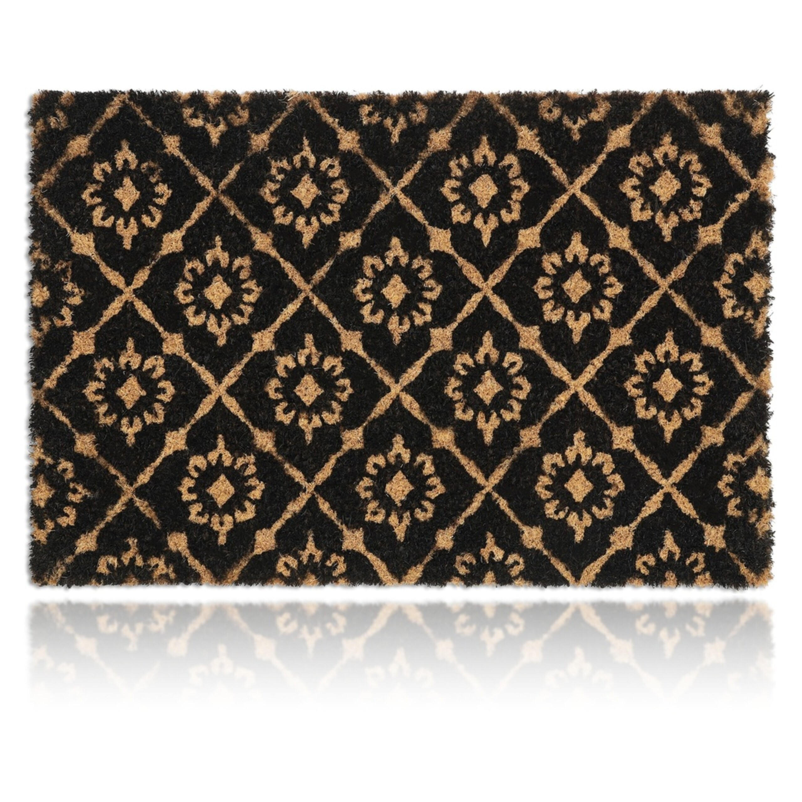 FUSSMATTE Natur Schwarz Kokosfaser rutschfest 60x40 cm - Schwarz, Kunststoff/Textil (60/40cm) - Relaxdays