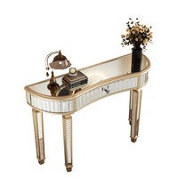 KONSOLENTISCH DE-37268 120 cm halbmondförmig mit Spiegel Gold - Goldfarben, Holzwerkstoff (120/38/78cm) - ComfortXL