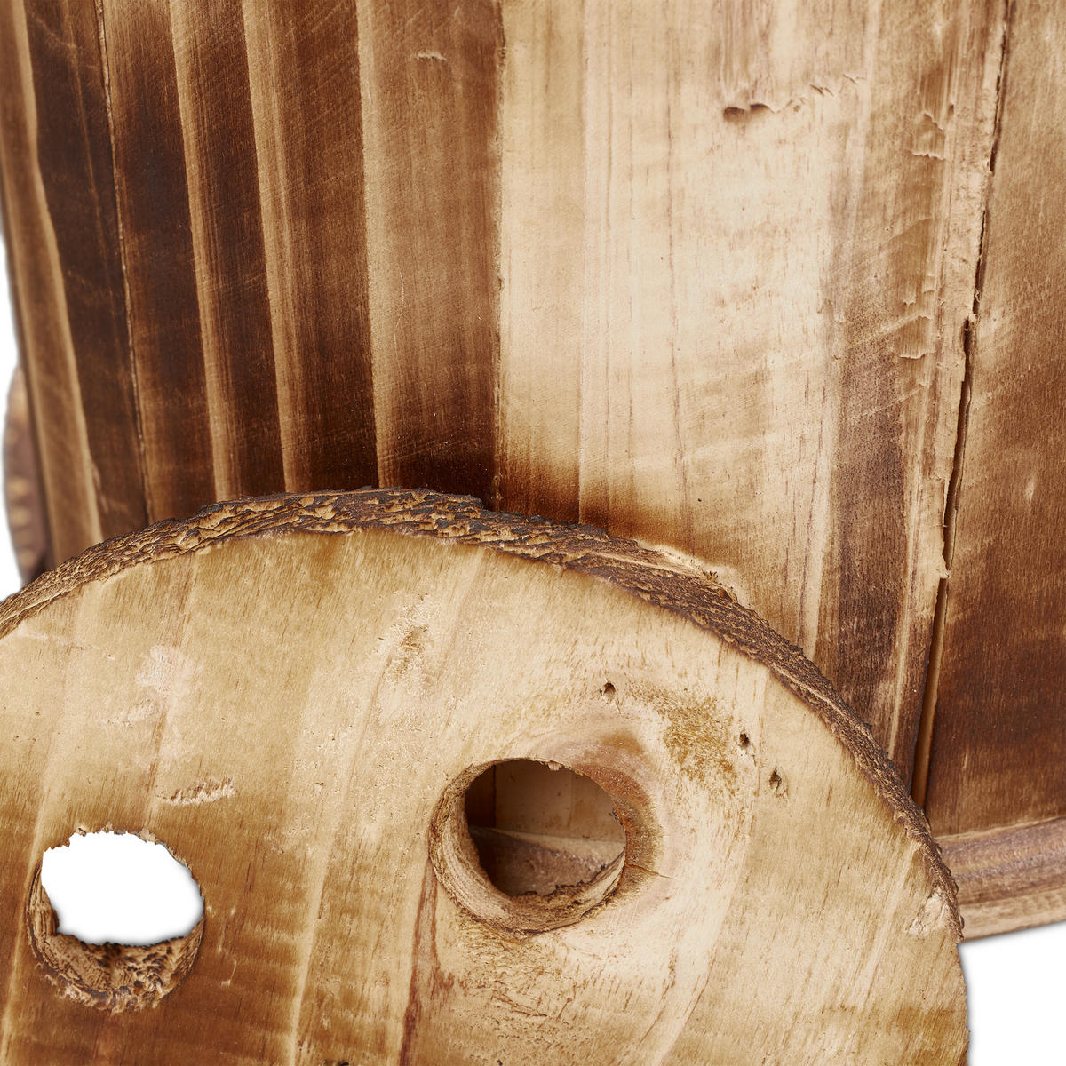 BLUMENFAHRRAD - Hellbraun, Holz/Kunststoff (30/25/16.5cm) - Relaxdays