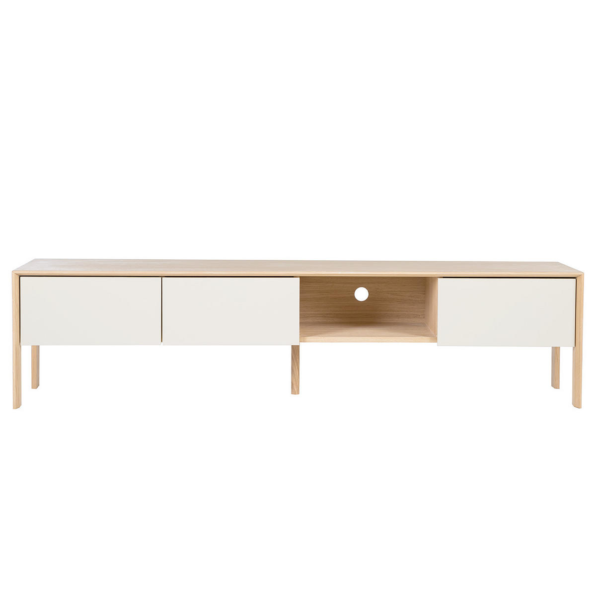 TV-LOWBOARD - Eiche teilmassiv, Mushroom Creme / Eiche Hell - Creme, Holzwerkstoff (185/44/45cm) - home24