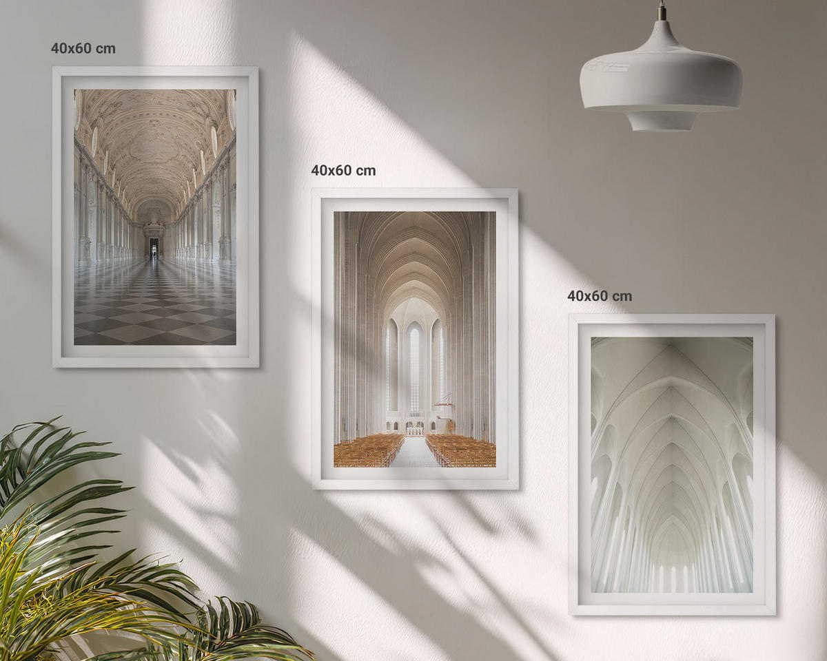 WANDBILDER 3er-Set - 40x60 cm Weißer Rahmen - Innenräume historischer Gebäude - Weiß, Kunststoff (40/60cm) - ArtPrintCave