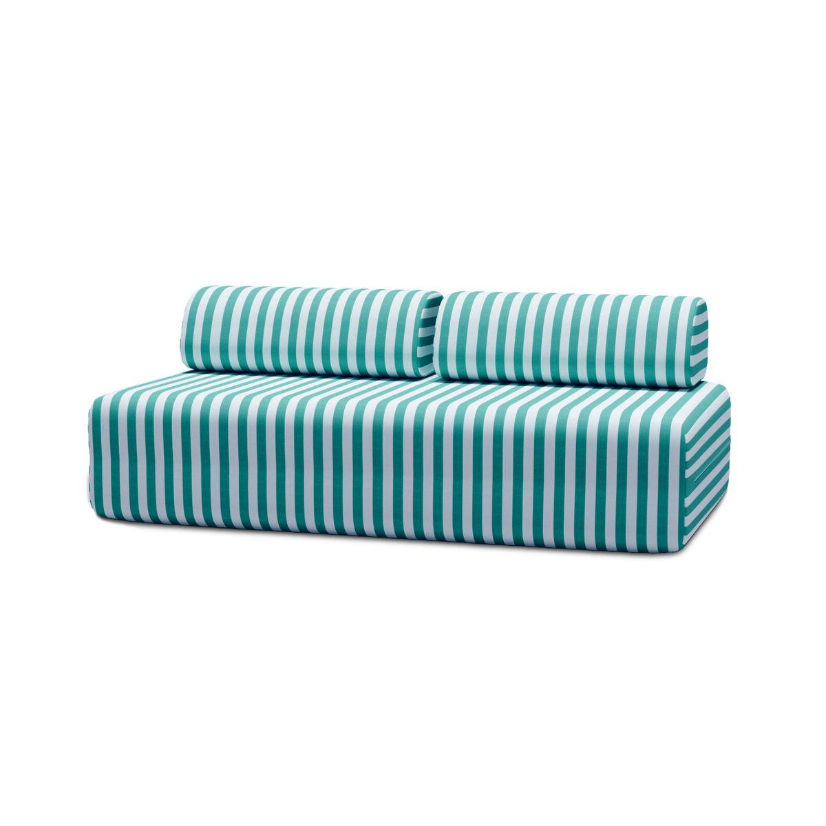 2-3-SITZER-GARTENSOFA mit Streifen in Weiß und Türkisblau - Türkis, Textil (95/70.5/190cm)