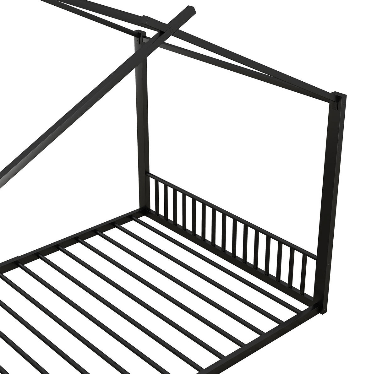 HAUSBETT 140/200 cm Schwarz aus Metall in Hausform - Schwarz, Metall (140/200cm) - OKMYHOME