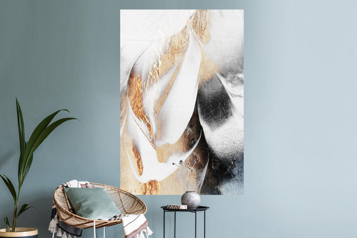 WANDTATTOO Luxus - Abstrakt - Gold - Weiß 80x120 cm - Goldfarben, Kunststoff (80/120/0.1cm) - MuchoWow