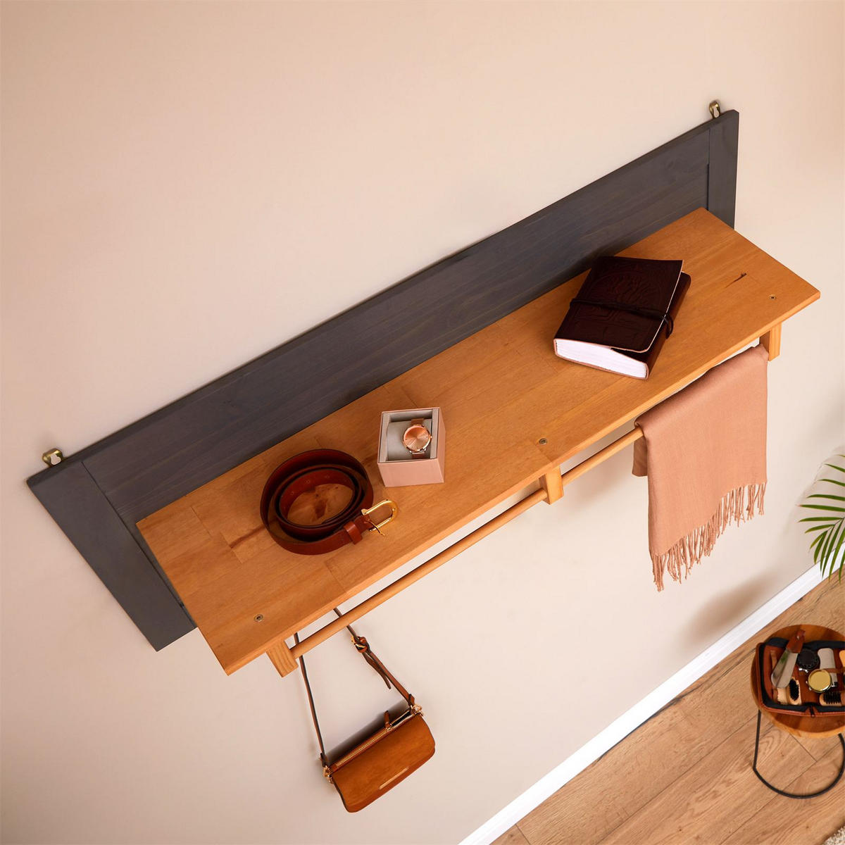 WANDGARDEROBE BOLTON - Anthrazit/Grau, Holz (109/40/27cm) - IDIMEX
