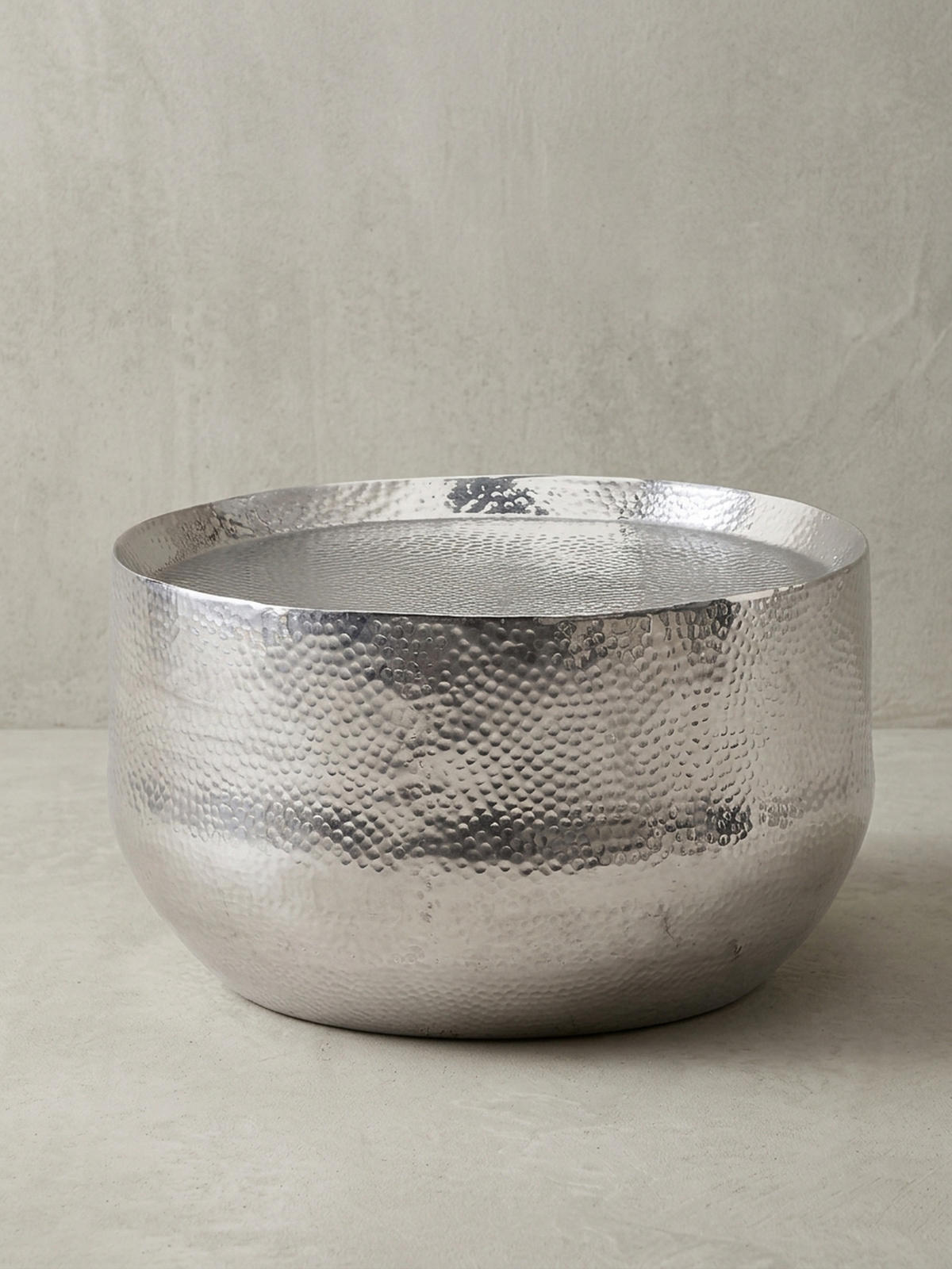 COUCHTISCH Orientalisch mit Hammerschlag-Struktur aus Aluminium und hohler Bauweise, Silber 60x60x35 cm - Silberfarben, Metall (60/60/35cm) - KADIMA DESIGN