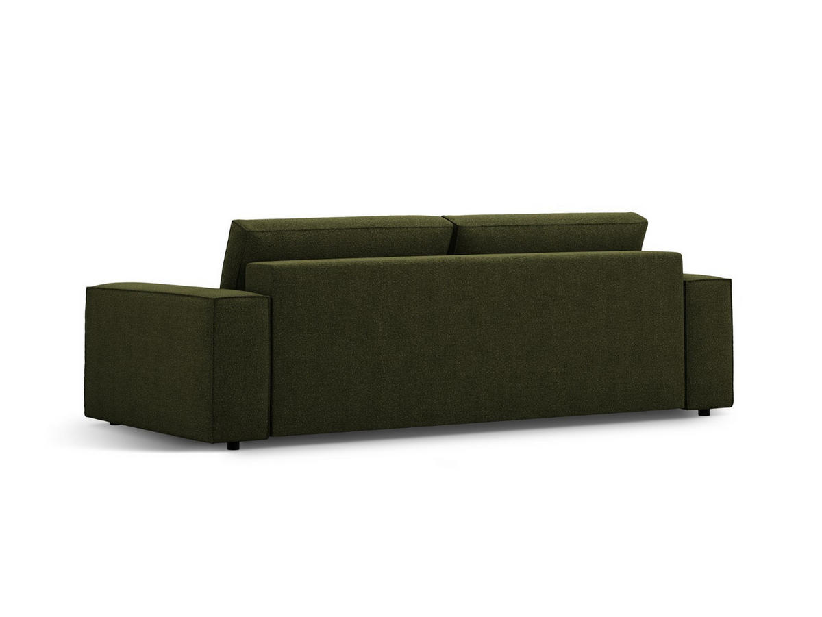 SOFA ausklappbar mit Bettkasten Jodie aus Boucle dunkles olivgrün 3 Sitzplätze - Dunkelgrün, Textil (107/86/247cm) - Micadoni