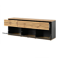TV-ELEMENT168X38X59CM Holz-Schwarz für 65-Zoll TV mit 3 Schubladen - Naturfarben, Holz (45.01/23.01/68.5cm) - Raelunyi