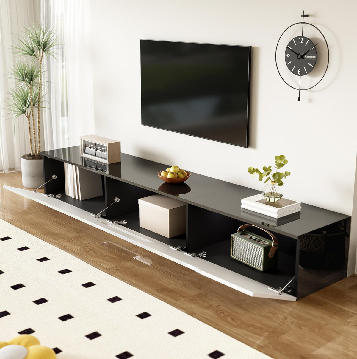 TV-ELEMENT mit LED 180 x 35 x 30 cm Schwarz-Weiß - Weiß, Holzwerkstoff (35/30/180cm) - Beauniv