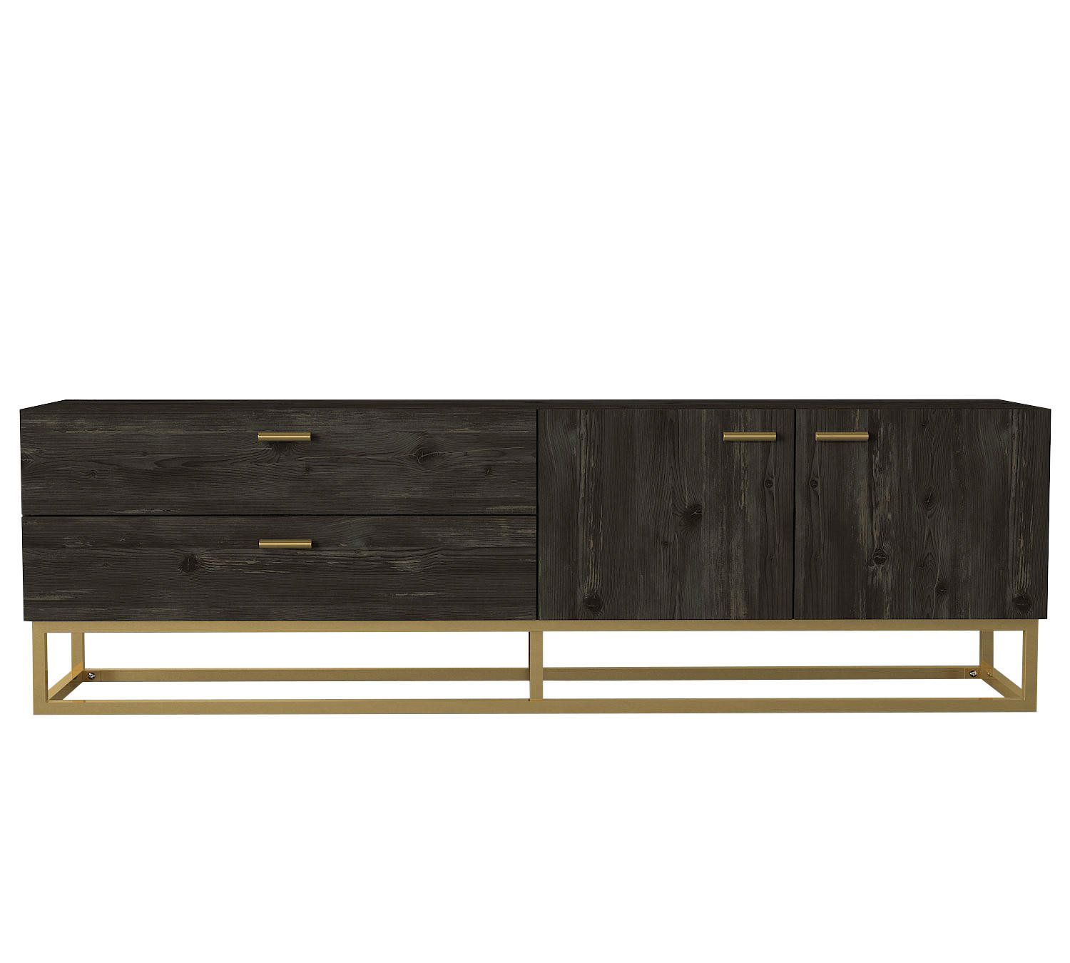 TV-LOWBOARD Theodora Rebab Gold mit Metall Füße - Dunkelgrau/Goldfarben, Holzwerkstoff/Metall (160/48/36.8cm) - moebel17
