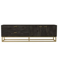 TV-LOWBOARD Theodora Rebab Gold mit Metall Füße - Dunkelgrau/Goldfarben, Holzwerkstoff/Metall (160/48/36.8cm) - moebel17