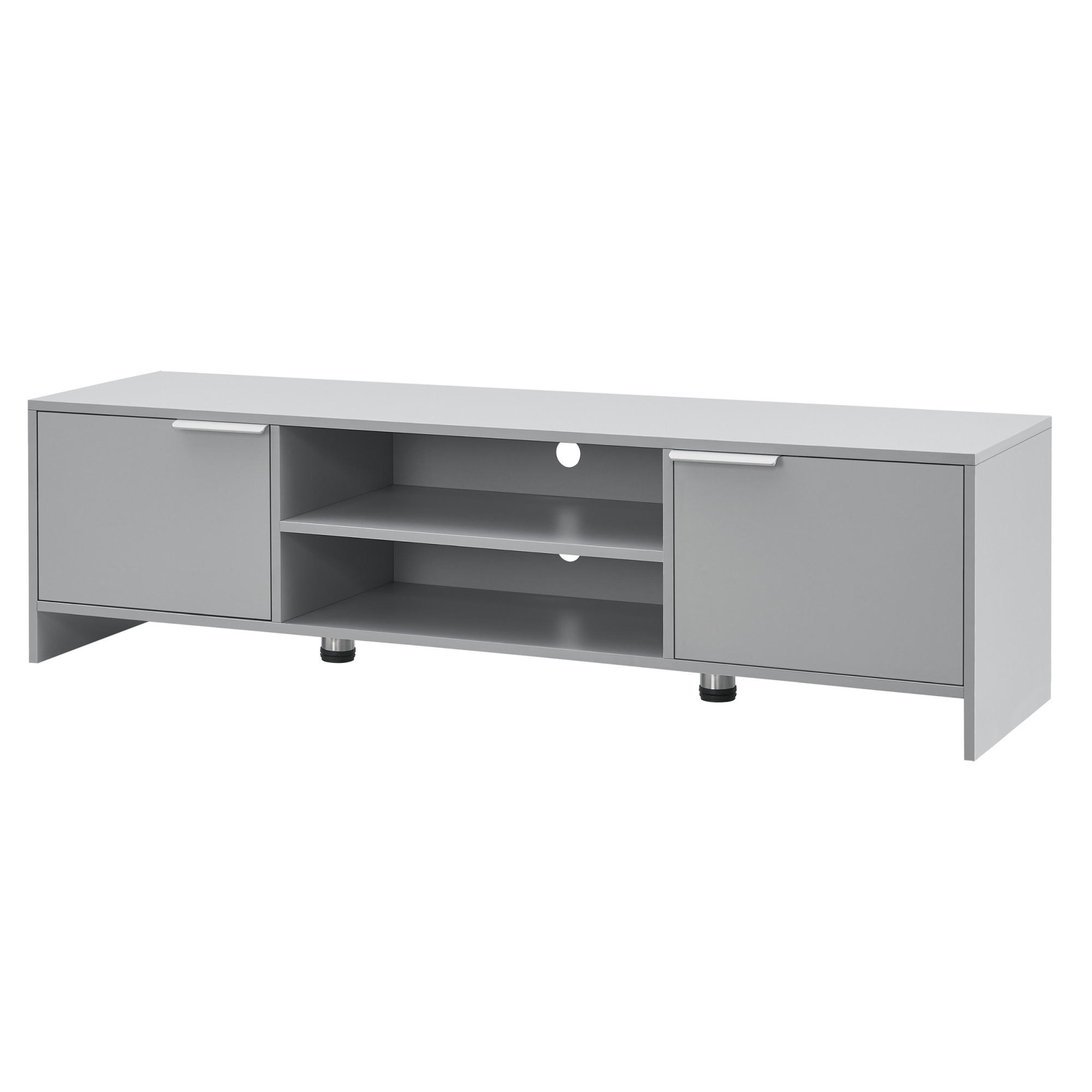 NÍZKÁ SKŘÍŇ Stevns - světle šedá, kov/kompozitní dřevo (145/40/38cm) - [en.casa]