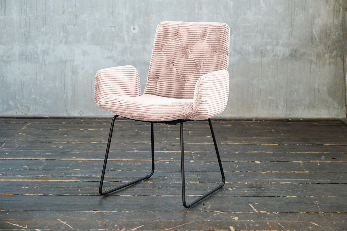 STUHL NEW CHARME Pink Cord - Pink, Textil (59/87/66cm) - KAWOLA