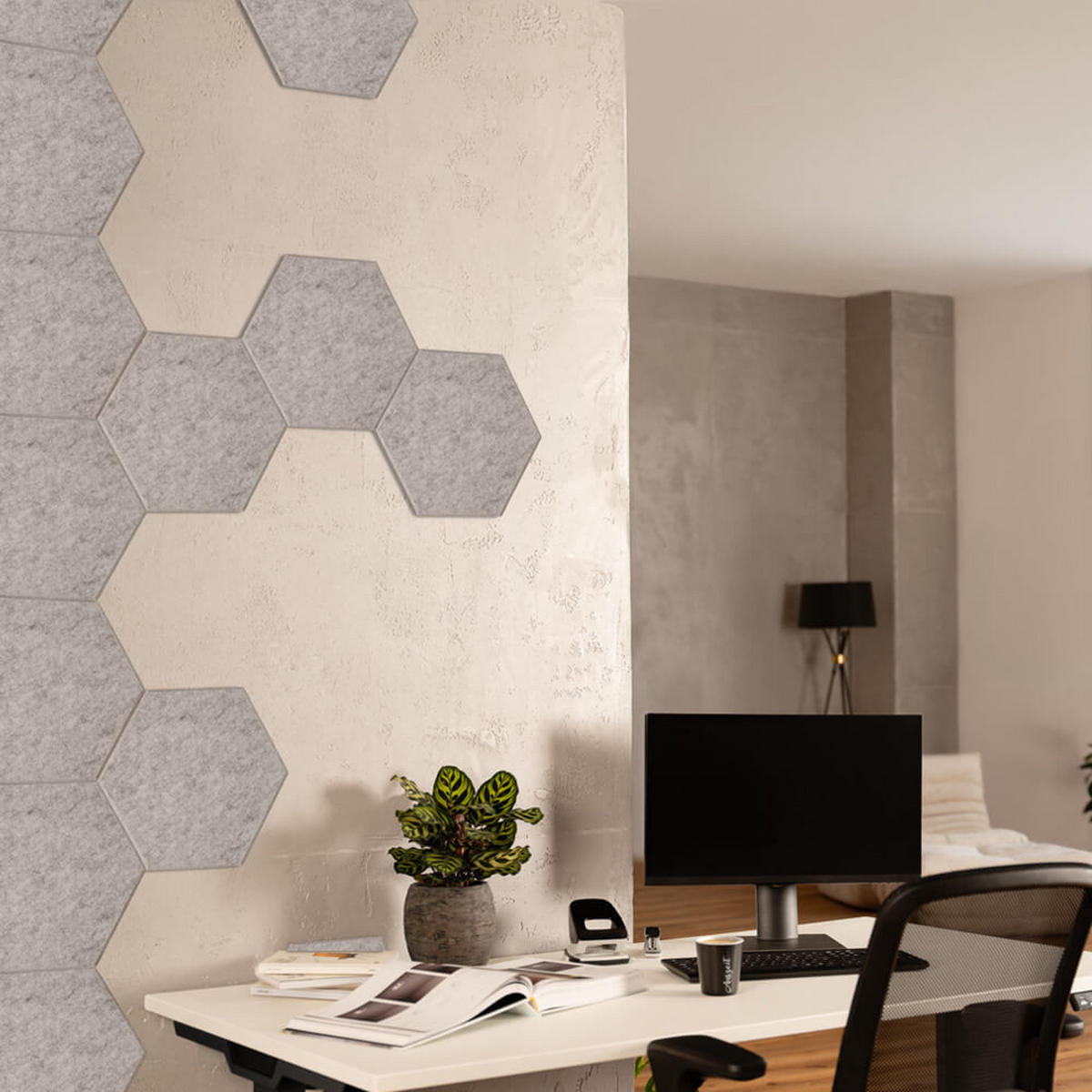 AKUSTIKPLATTEN HEXAGON SILENT - Hellgrau, 10 - Hellgrau, Kunststoff (35/30.3/1cm) - Home Deluxe