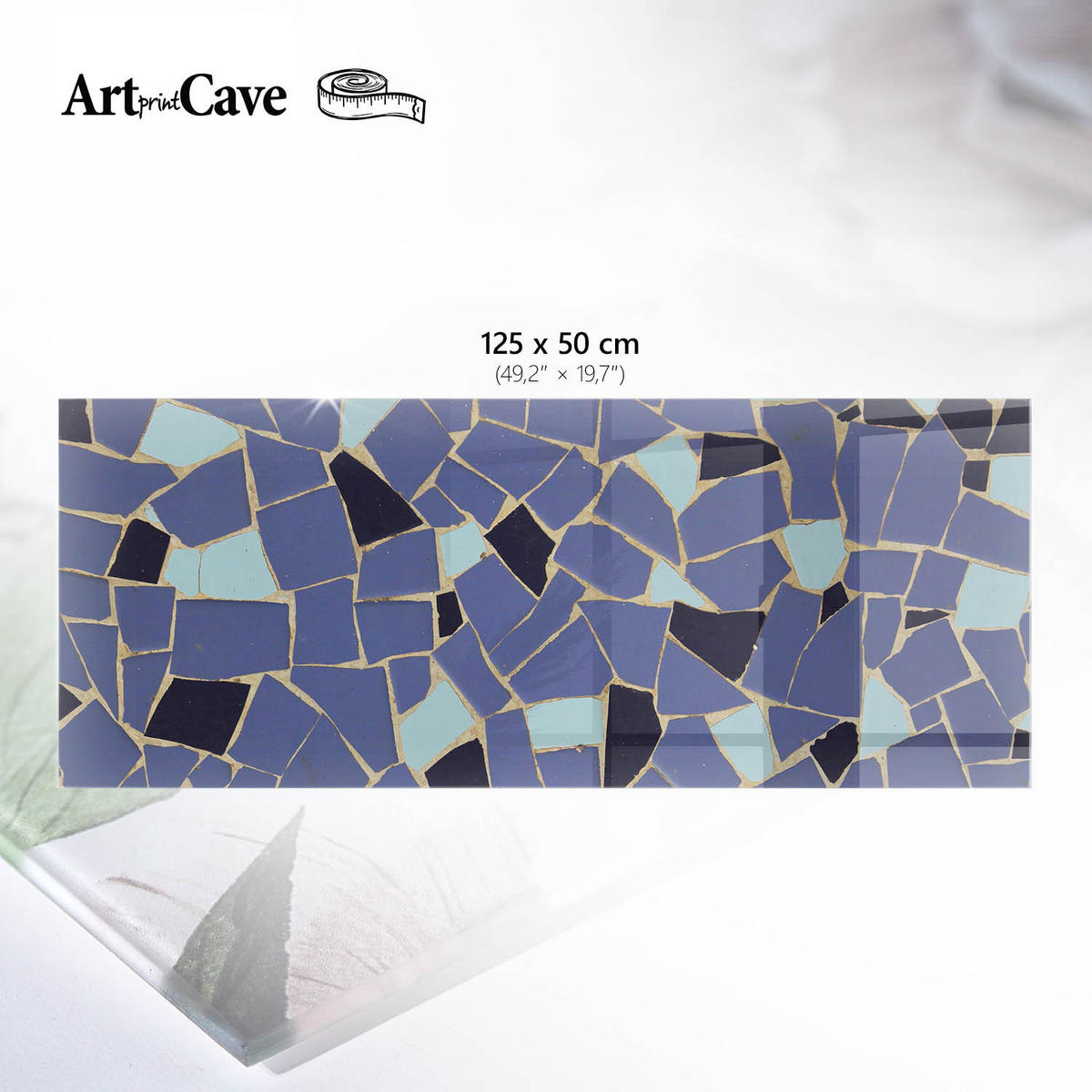 TISCHPLATTE 125x50 cm – Buntes Muster - Creme, Glas (125/50/0.4cm) - Wallfluent