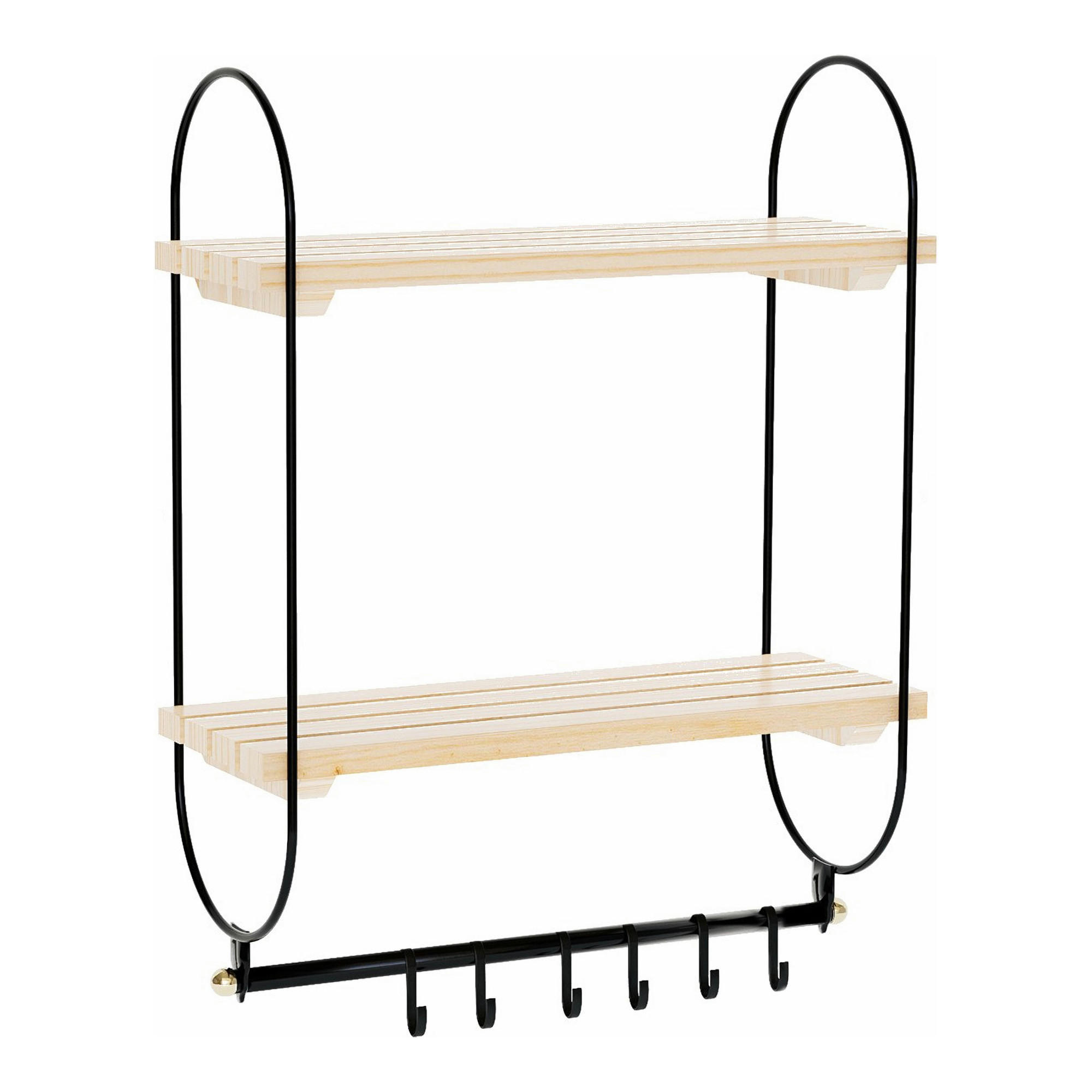 WANDREGAL Pielavesi - Schwarz/Naturfarben, Holz/Metall (40/47/16cm) - [en.casa]