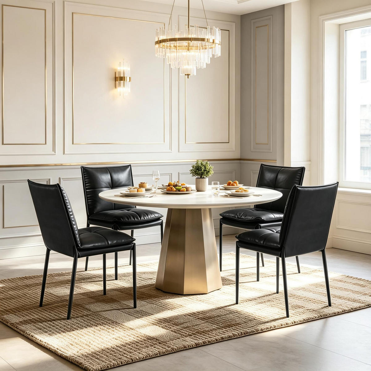 STUHL-SET DE-36235 4 Stück mit Kunstlederbezug Schwarz - Schwarz, Metall (55/87/48cm) - ComfortXL