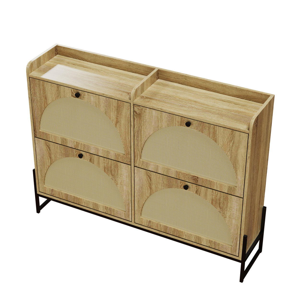 SCHUHSCHRANK 121(118)/91,5/25 cm Natur aus Spanplatte mit PE-Rattan - Naturfarben, Holzwerkstoff (118/91.5/25cm) - OKMYHOME