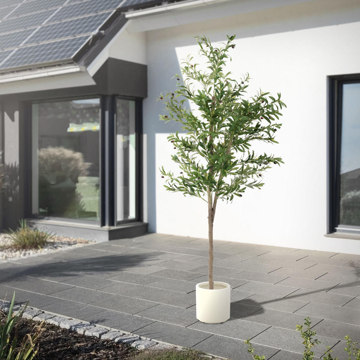 KUNSTPFLANZE Olive - Anthrazit/Grün, Holz/Kunststoff (210cm) - ML-DESIGN