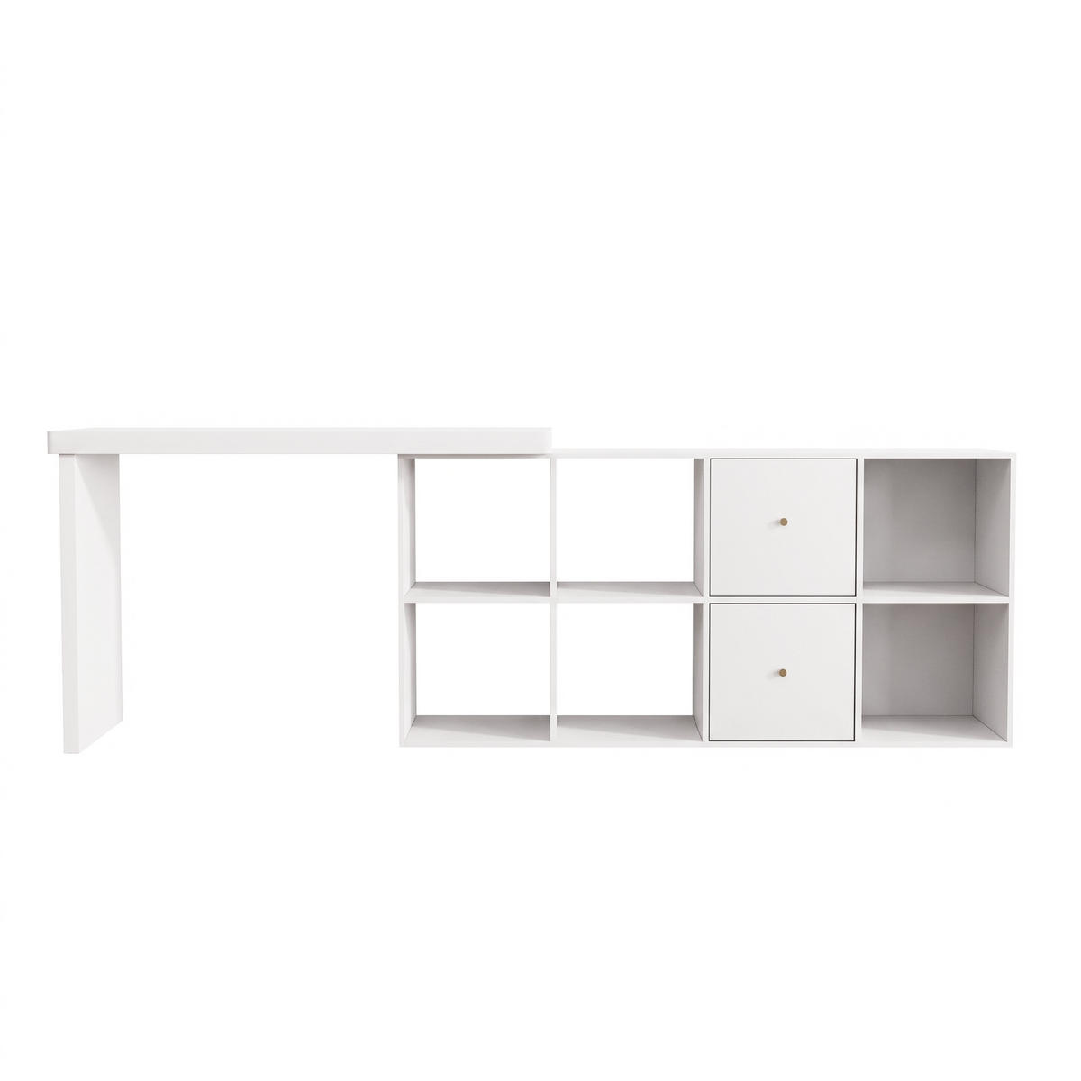 PSACÍ STŮL Otočný rohový stůl se 4 zásuvkami bílý - bílá, kompozitní dřevo (120/140/78cm) - Urban Meuble
