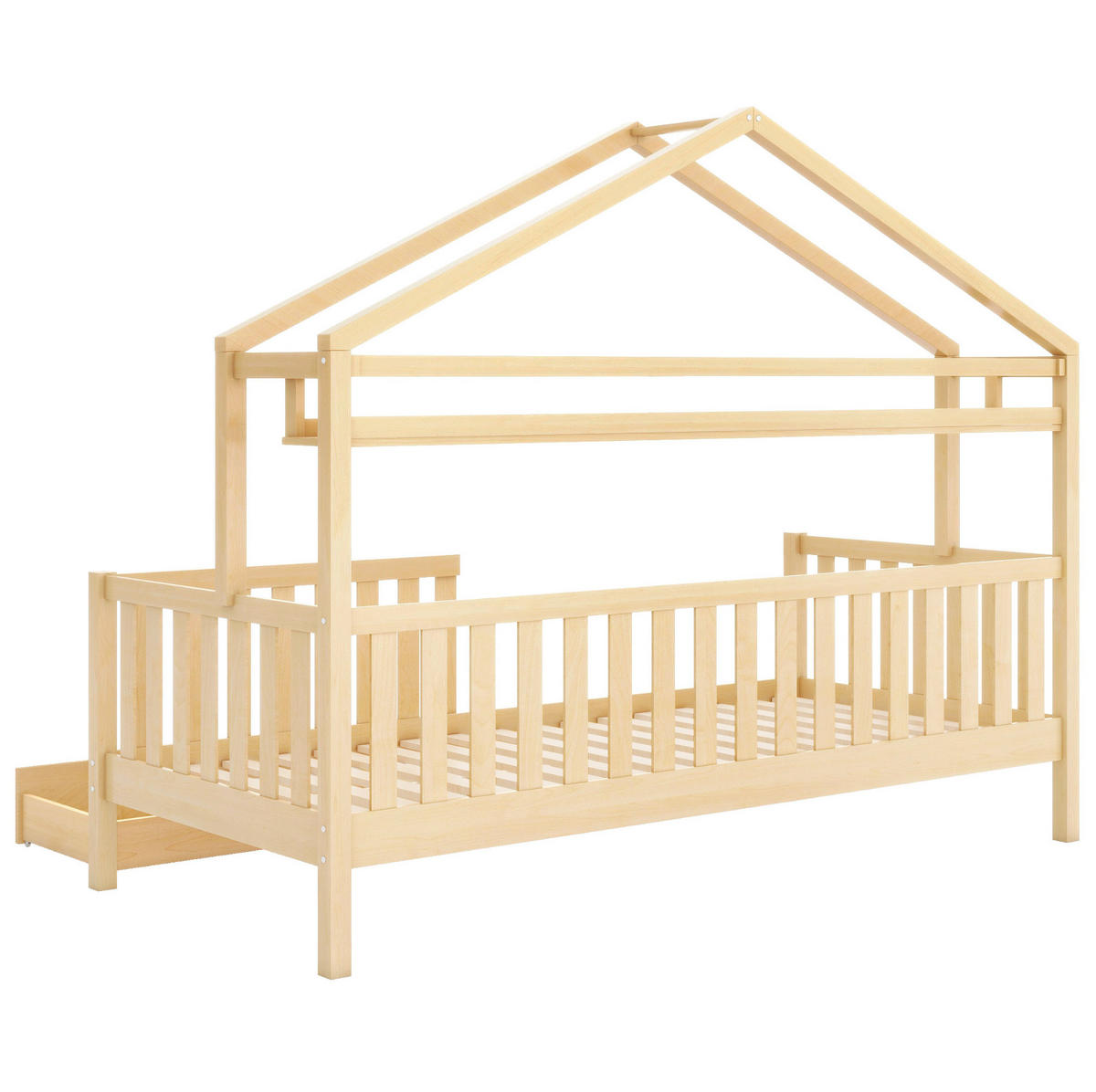 KINDEREINZELBETTEN aus Kiefernholz 90x200 cm in Natur mit 2 Schubladen - Naturfarben, Holz (90/200cm) - Modfu