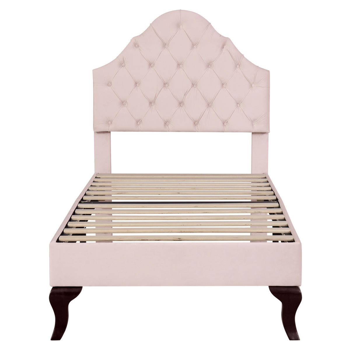 POLSTERBETT aus Samt 90x200 cm Pink mit höhenverstellbarem Kopfteil und Lattenrost - Rosa, Textil (90/200cm) - IVMEU
