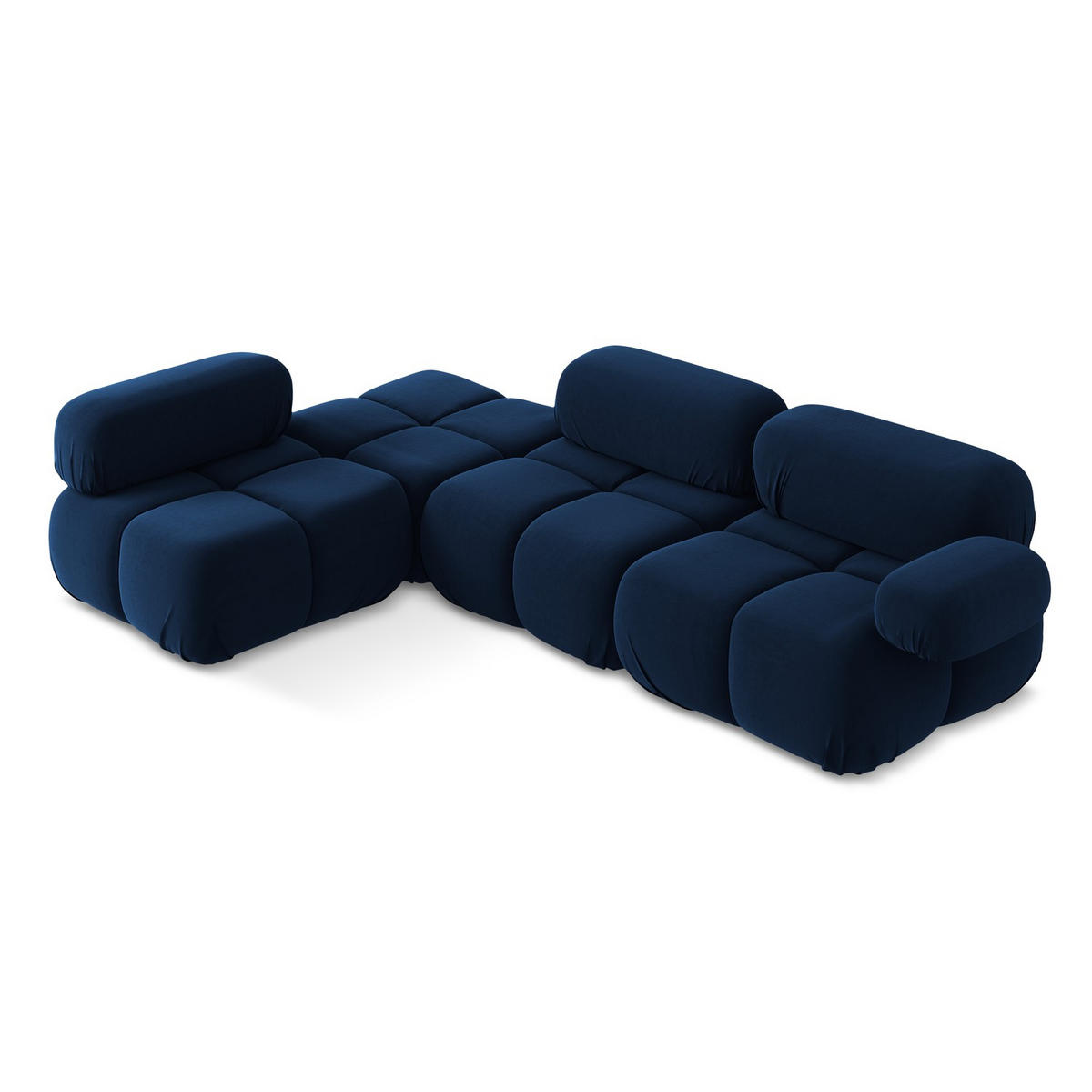 ECKSOFA Links Samt Stoff Blau - Blau/Schwarz, Kunststoff/Textil (190/285cm) - LaMiaSofa