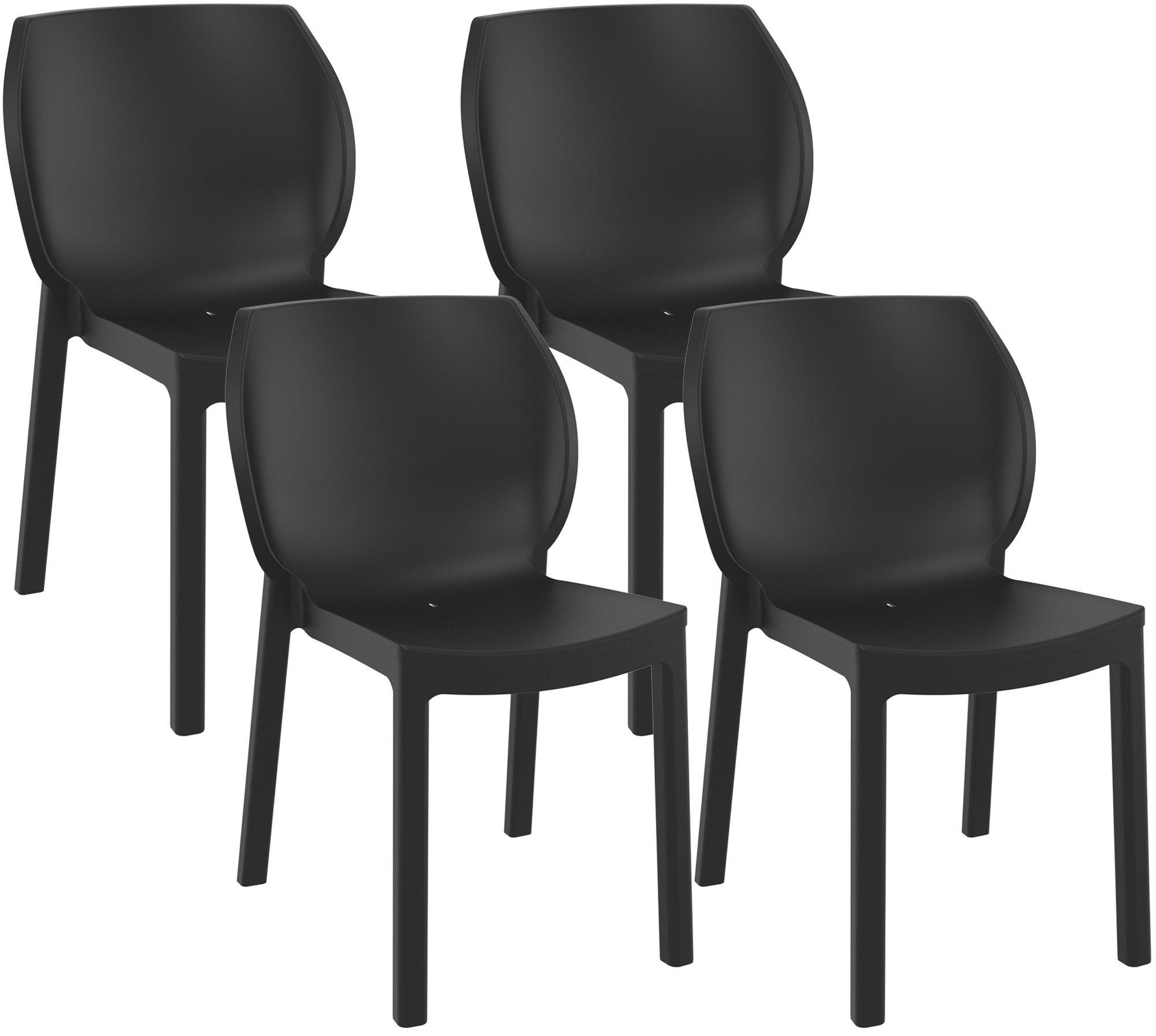 GARTENSTUHL 4er Set Kunststoff Schwarz - Schwarz, Kunststoff (58/80/59cm) - CLP