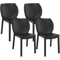 GARTENSTUHL 4er Set Kunststoff Schwarz - Schwarz, Kunststoff (58/80/59cm) - CLP