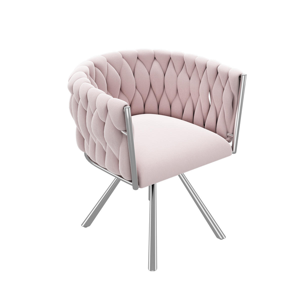 SCHMINKSTUHL drehbar Samt Pink mit Metallgestell - Pink, Metall (54/72/59cm) - Meubliv