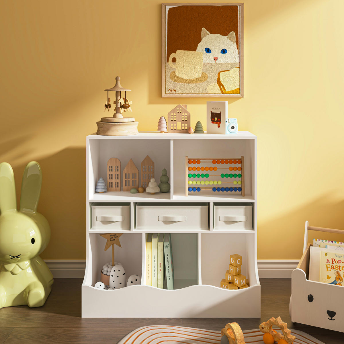 KINDERREGAL Vastesa - Weiß, Holzwerkstoff/Kunststoff (80/75/40cm) - [en.casa]