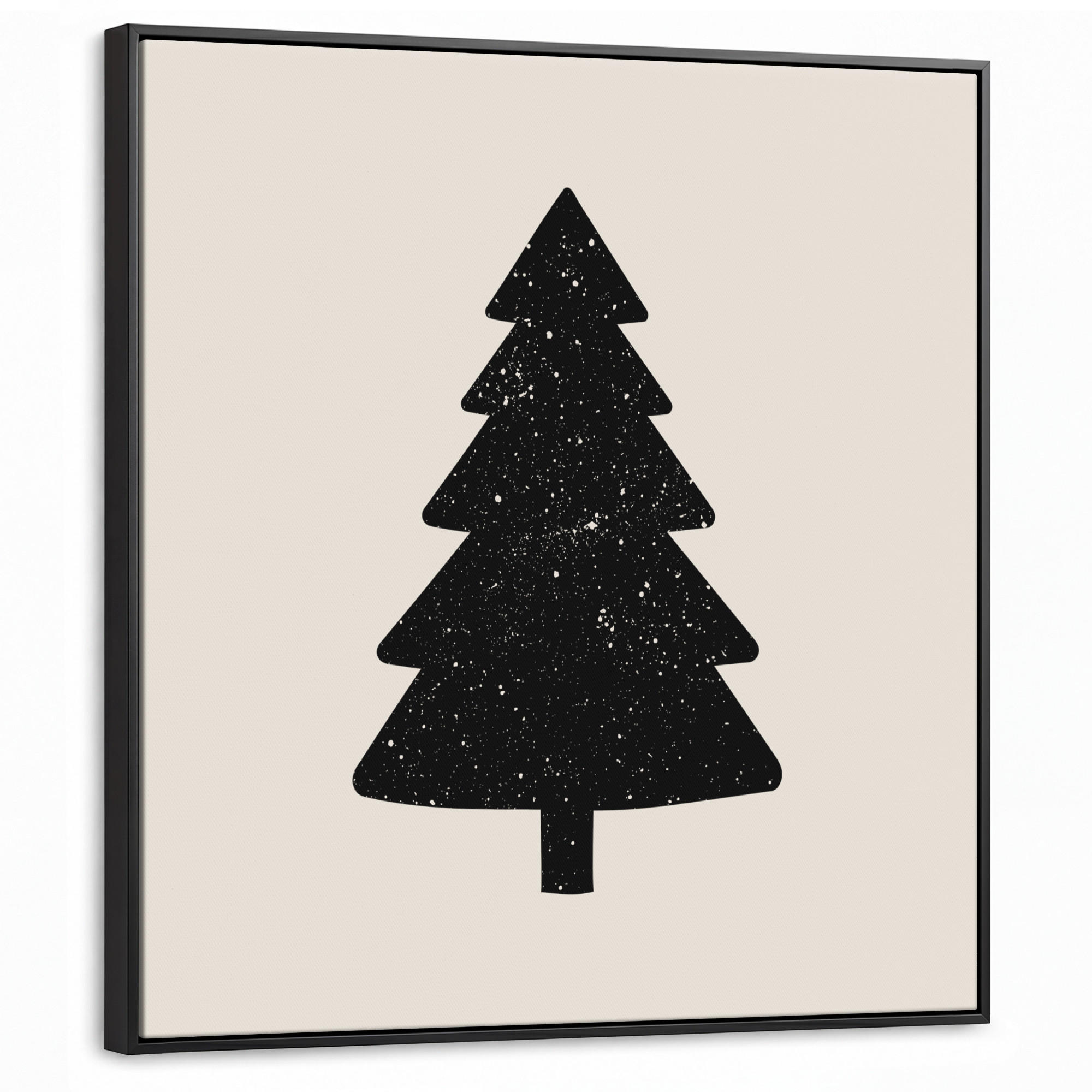 LEINWAND Bilder mit Rahmen - Weihnachtsbaum - Schwarz - Urlaub - Beige - 90x90 - Schwarz, Textil (90/90cm) - MuchoWow