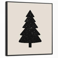 LEINWAND Bilder mit Rahmen - Weihnachtsbaum - Schwarz - Urlaub - Beige - 90x90 - Schwarz, Textil (90/90cm) - MuchoWow