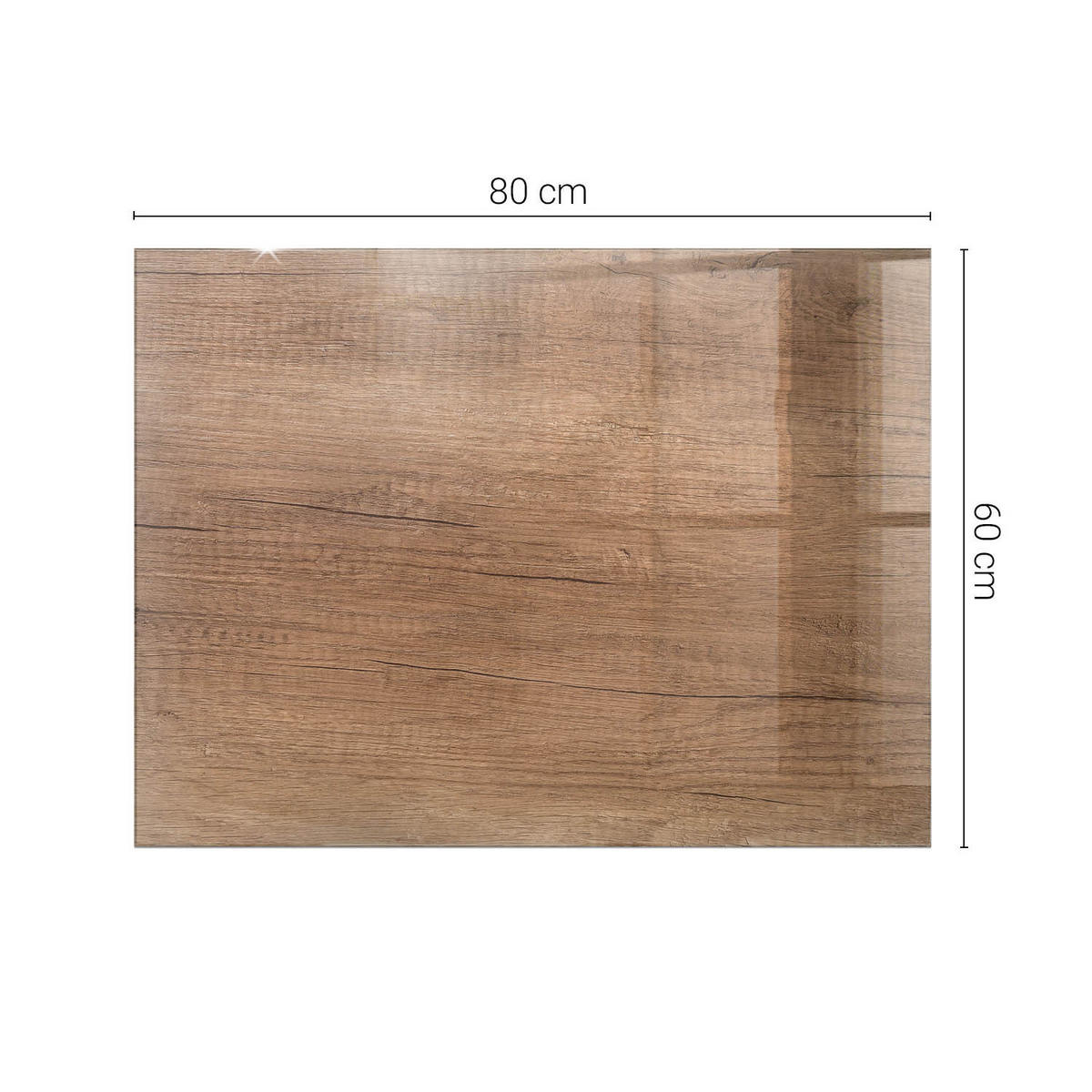 TISCHPLATTE 80x60 cm Holzoptik Natur - Hellbraun/Braun, Glas (80/60/0.4cm) - TULUP