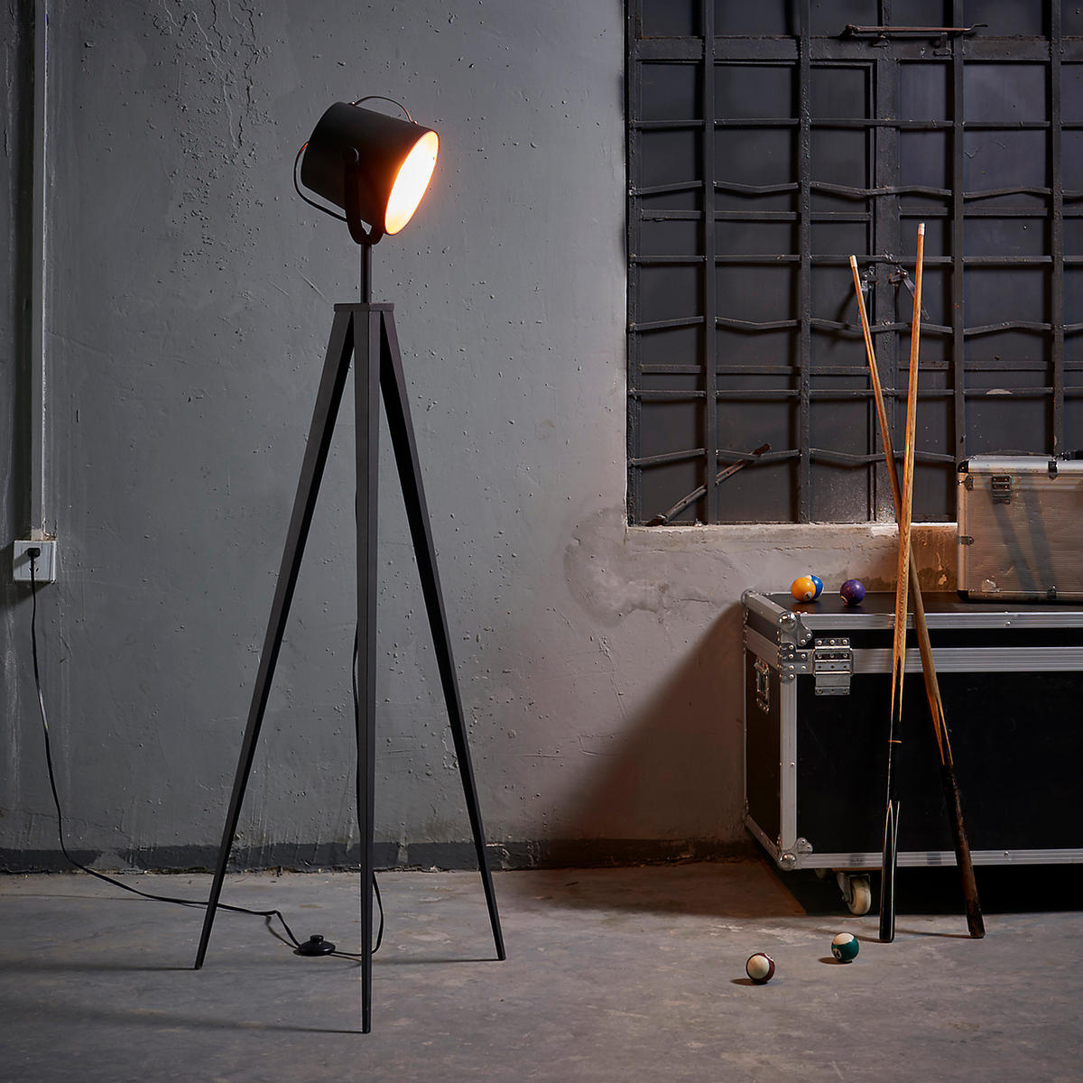 STEHLEUCHTE Schwarz - Schwarz, Metall (158/59.9/158cm) - Teamson Home