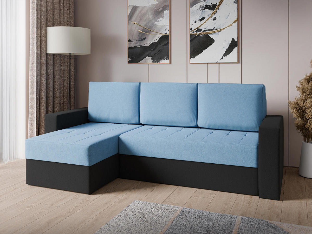 ECKSOFA Calabrini - Blau/Schwarz, Holz/Kunststoff (233/140cm) - MIRJAN24