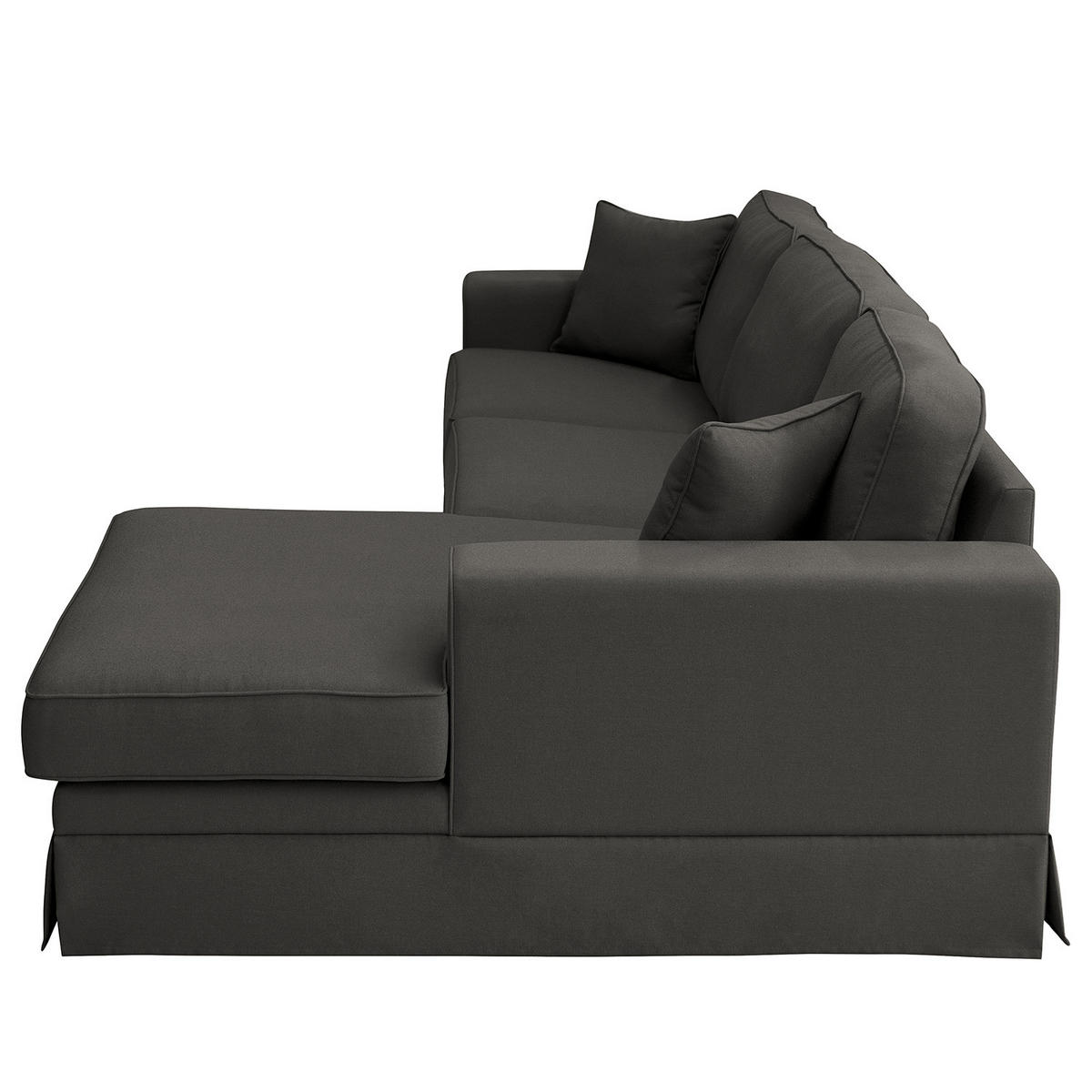 ECKSOFA mit Husse - Longchair, Webstoff - Anthrazit/Schwarz, Kunststoff/Textil (300/165cm) - home24